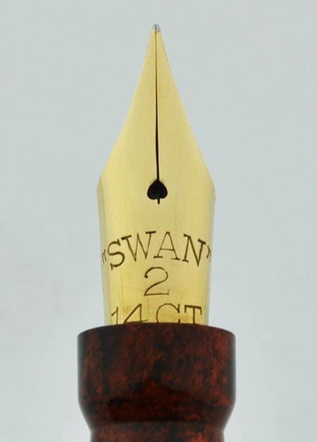 Mabie Todd (USA) Swan #372 Fountain Pen - Ring Top, Red Mottled HR